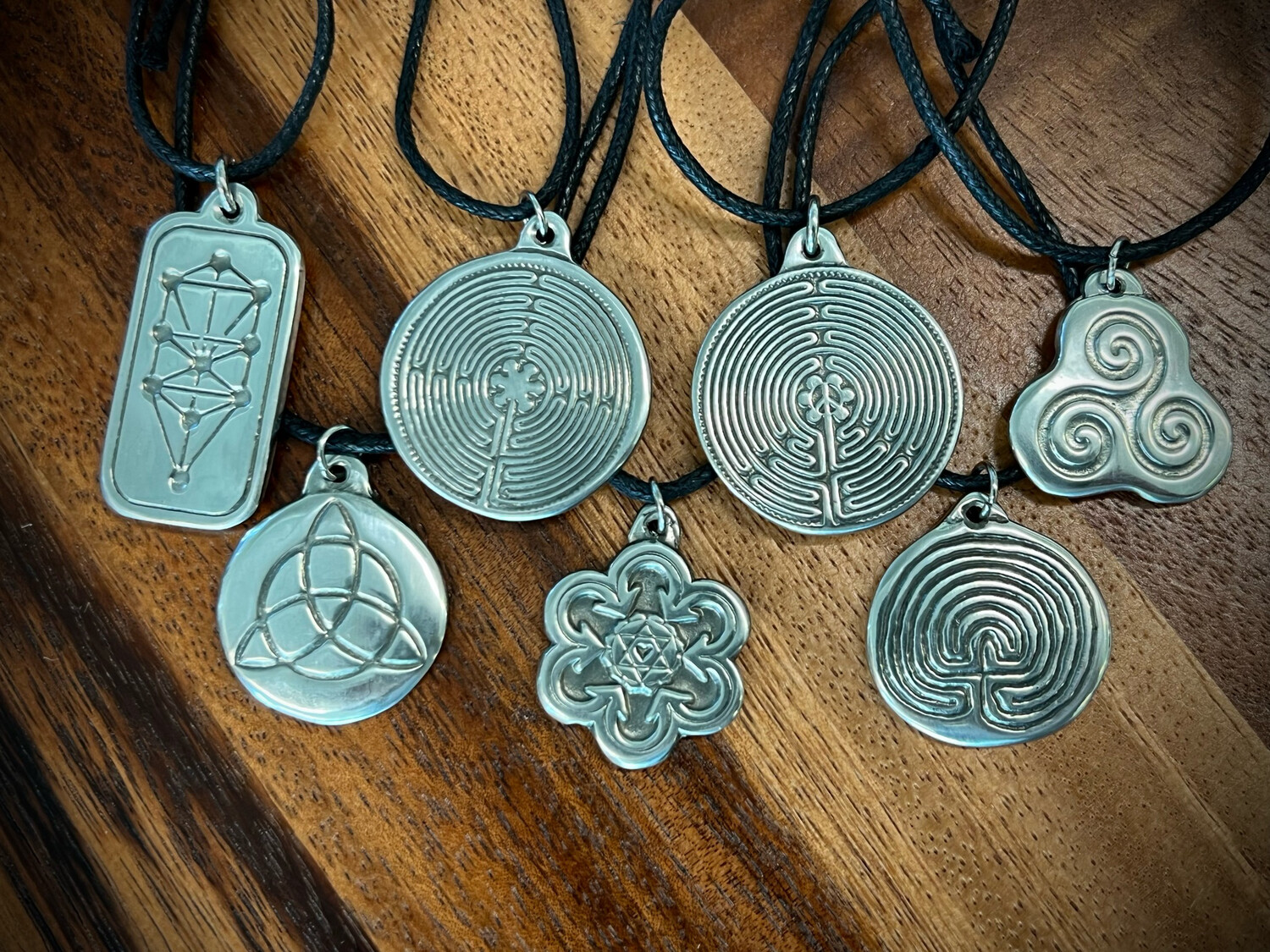 Necklace: Hand Poured Pewter Classical Labyrinth