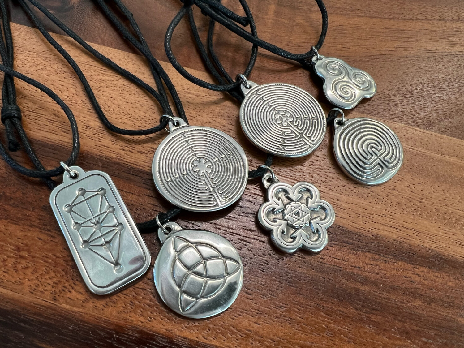 Necklace: Hand Poured Pewter Classical Labyrinth