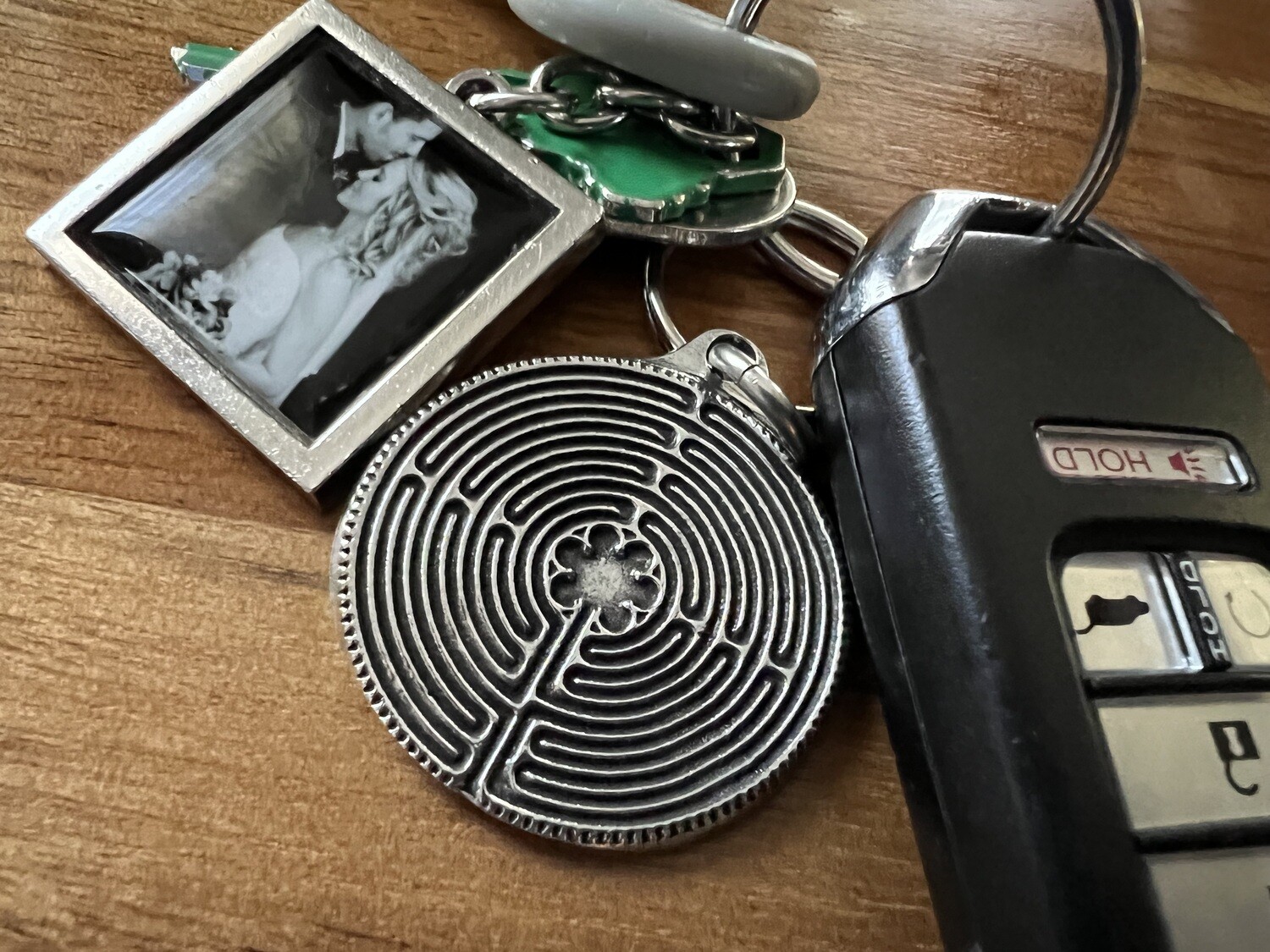 Dual-Sided Labyrinth Keychain: Pewter (Chartres/Classical)