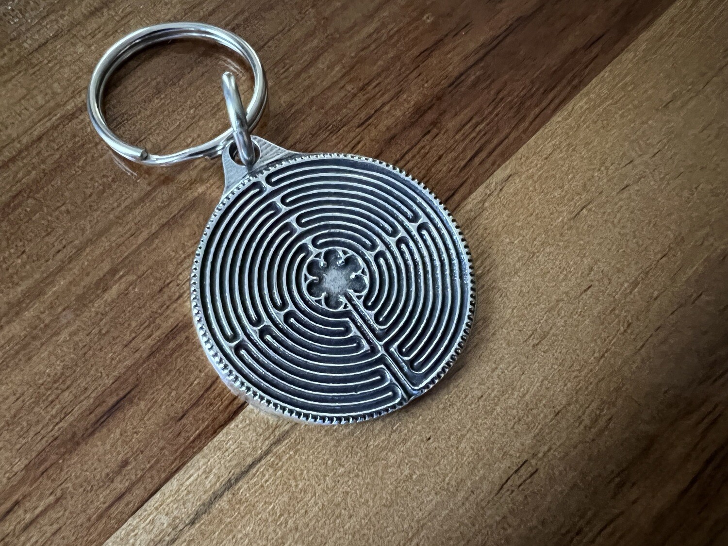 Dual-Sided Labyrinth Keychain: Pewter (Chartres/Classical)