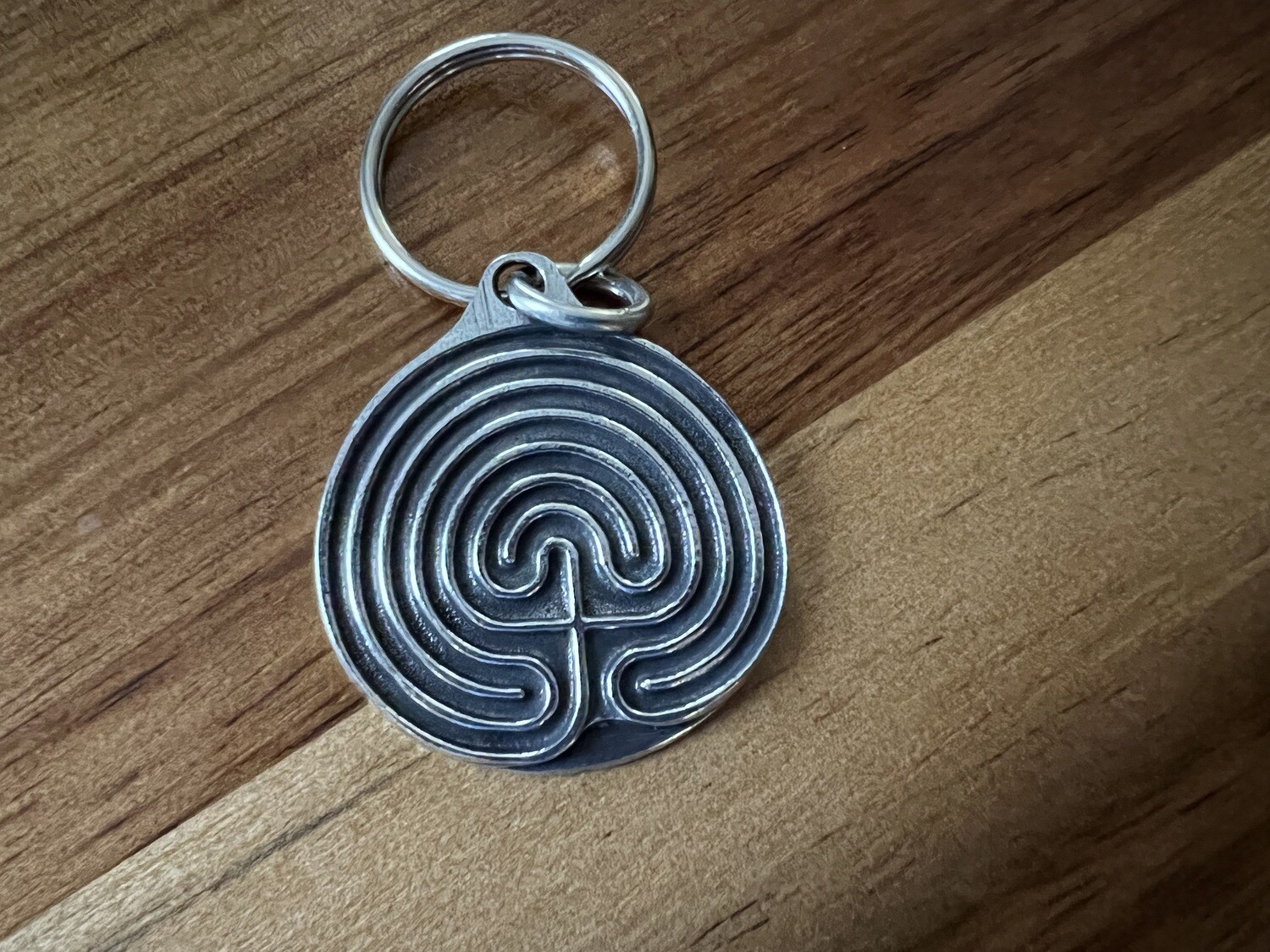 Dual-Sided Labyrinth Keychain: Pewter (Chartres/Classical)