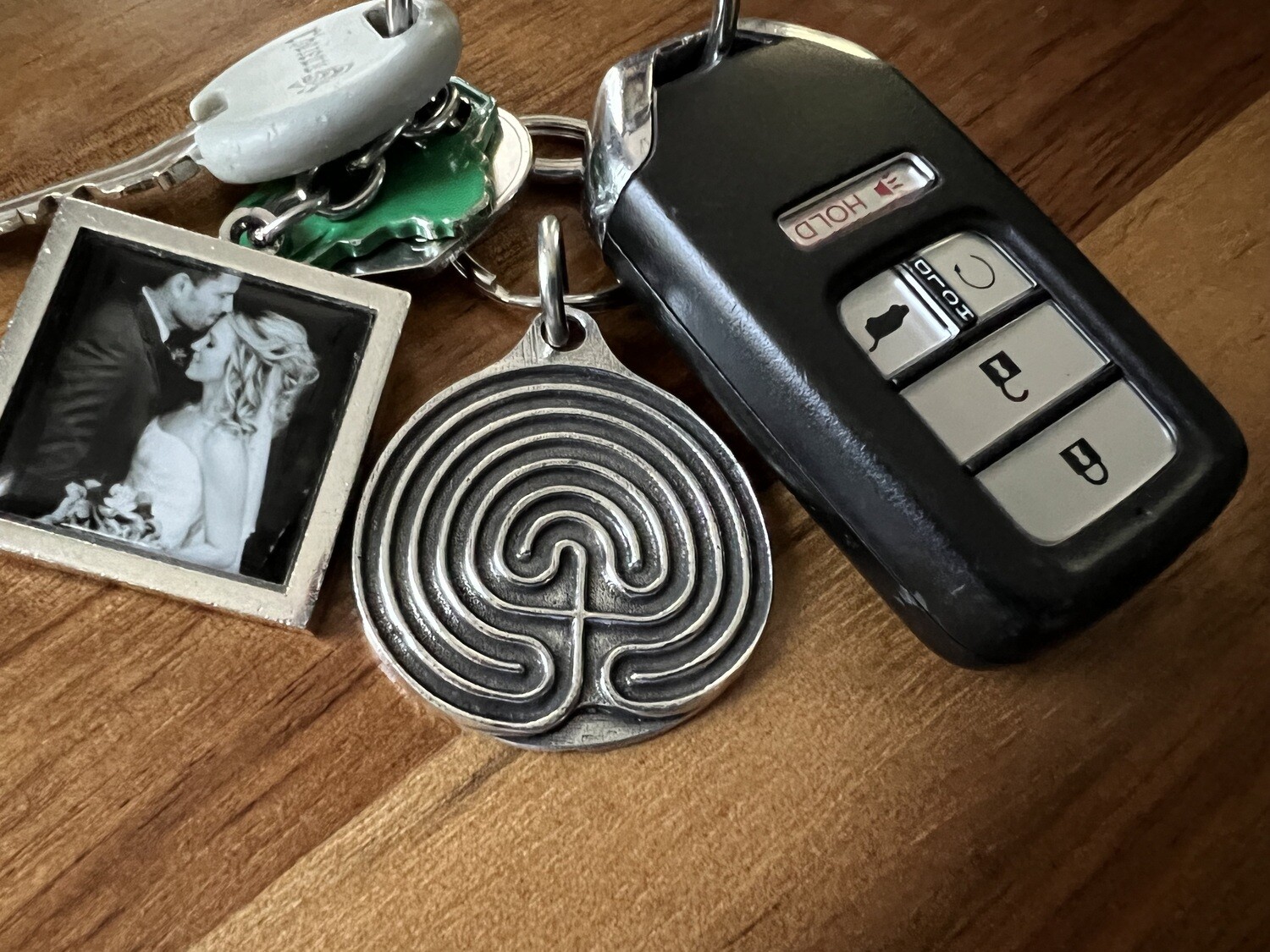 Dual-Sided Labyrinth Keychain: Pewter (Chartres/Classical)