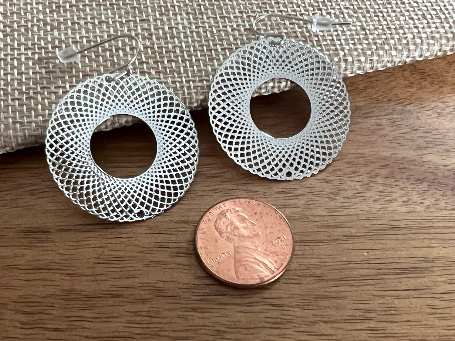 Earrings: Silver Plated Wide Eye Torus Vortex