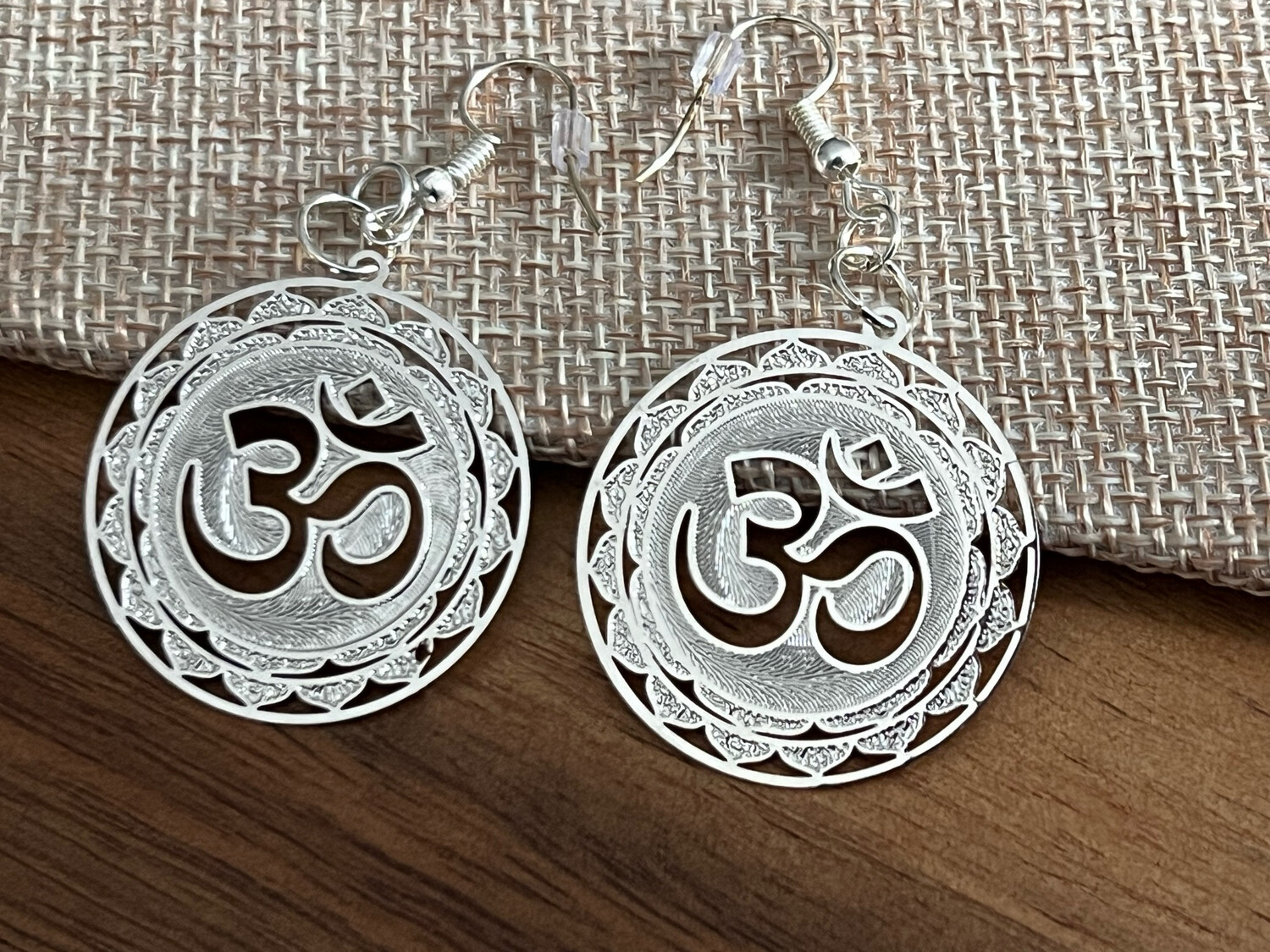 Earrings: Silver Plated Om Mandala
