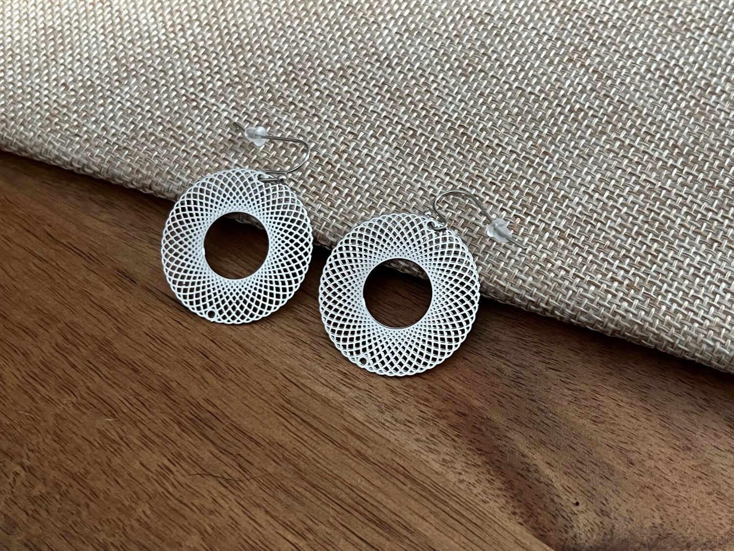 Earrings: Silver Plated Wide Eye Torus Vortex