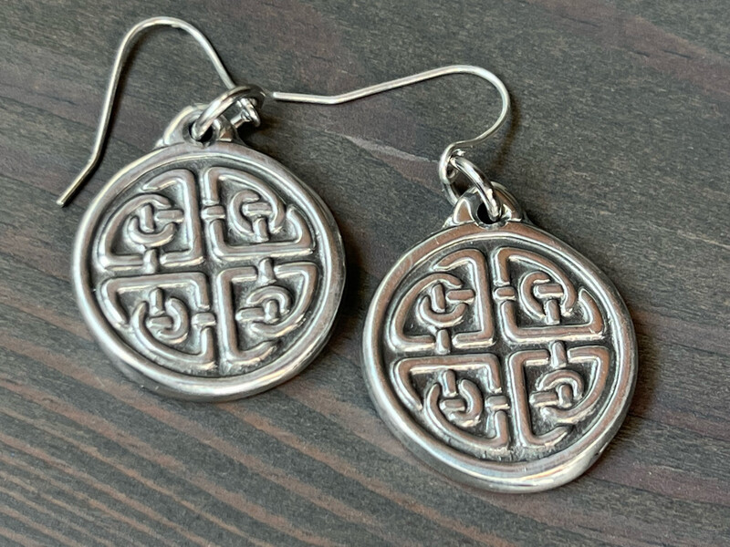 Earrings: Hand Poured Pewter Celtic Harmony Knot