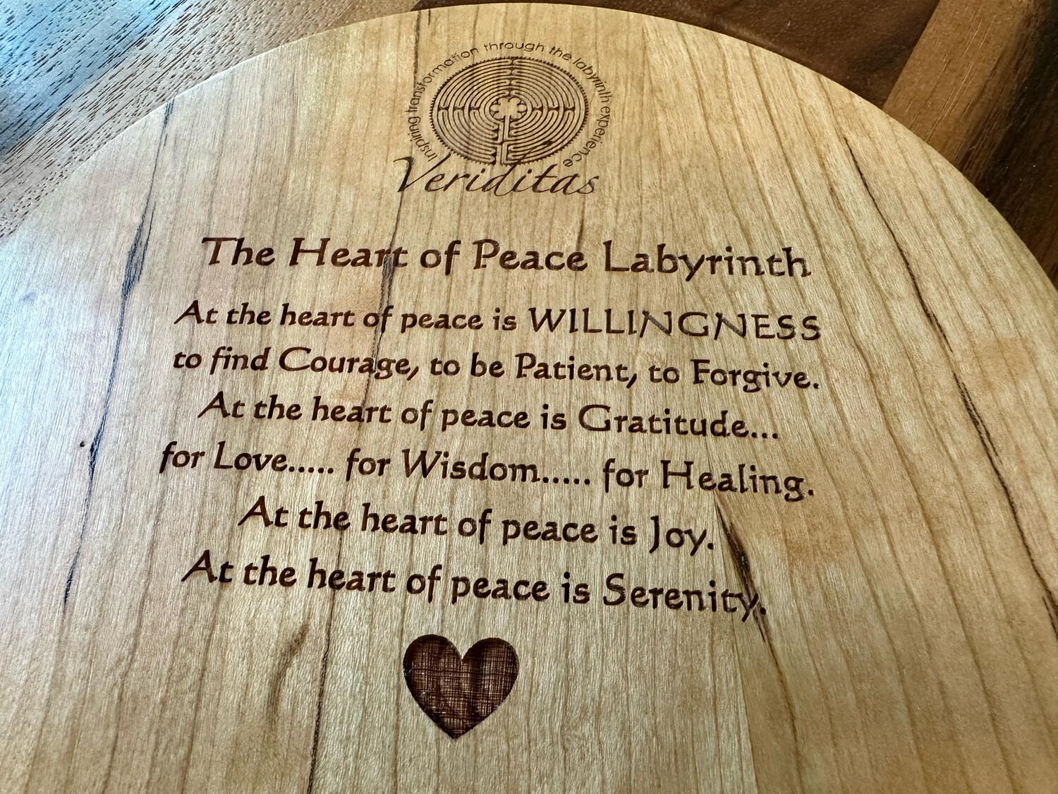 Heart of Peace Labyrinth (Cherry Wood | Stain) | 7-inch
