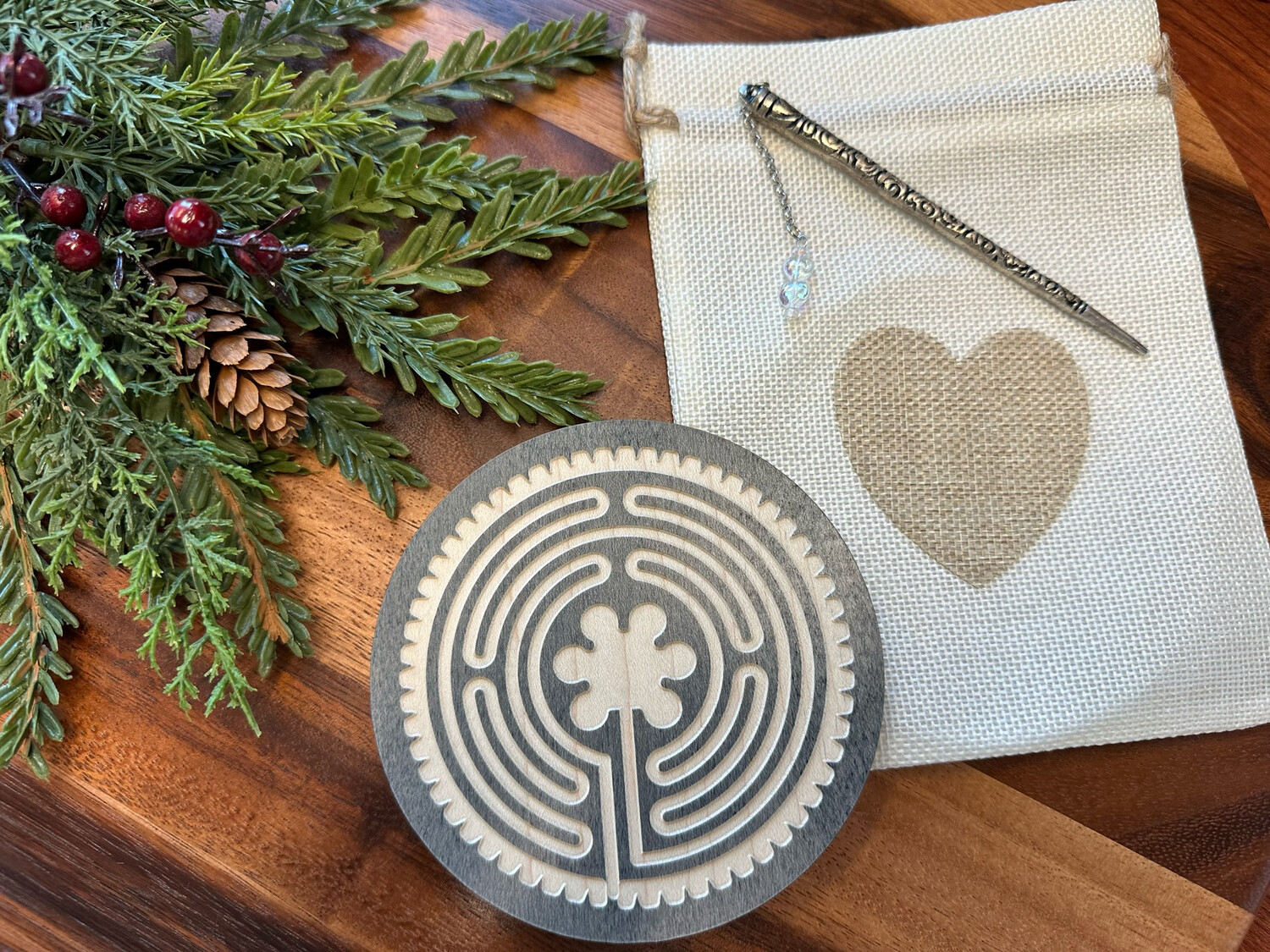 Mini Heart of Chartres Labyrinth | Maple Wood | 4.5-inch