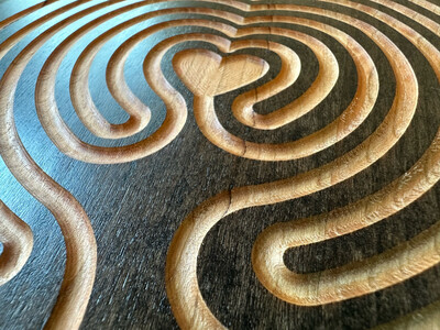 Heart of Peace Labyrinth (Cherry Wood | Stain) | 7-inch