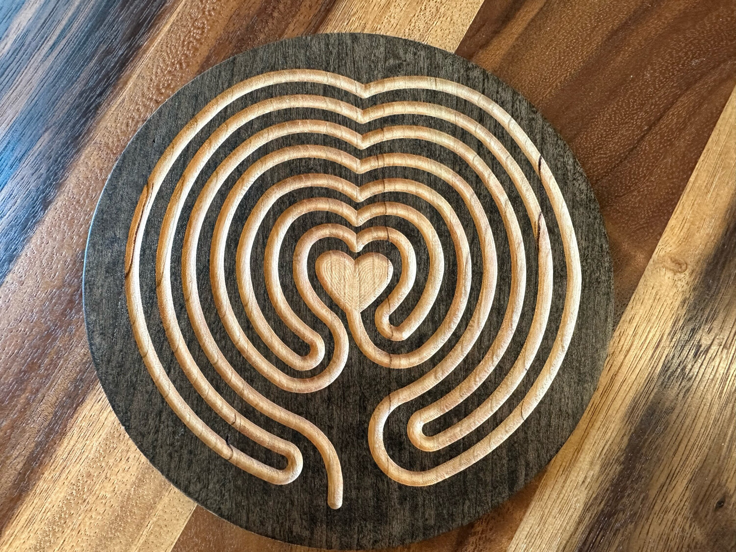 Heart of Peace Labyrinth (Cherry Wood | Stain) | 7-inch