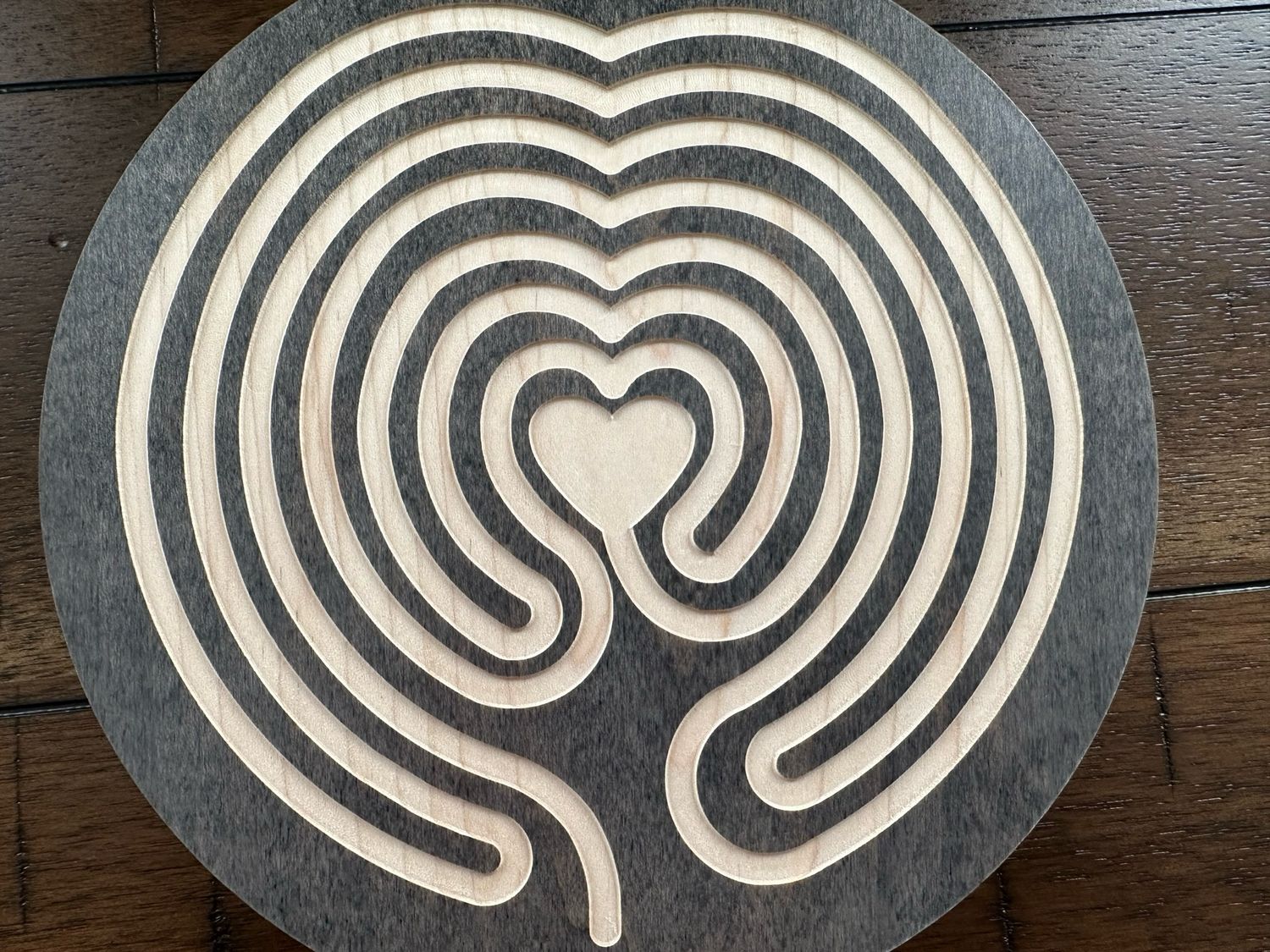 Heart of Peace Labyrinth (Maple Wood | Stain) | 7-inch