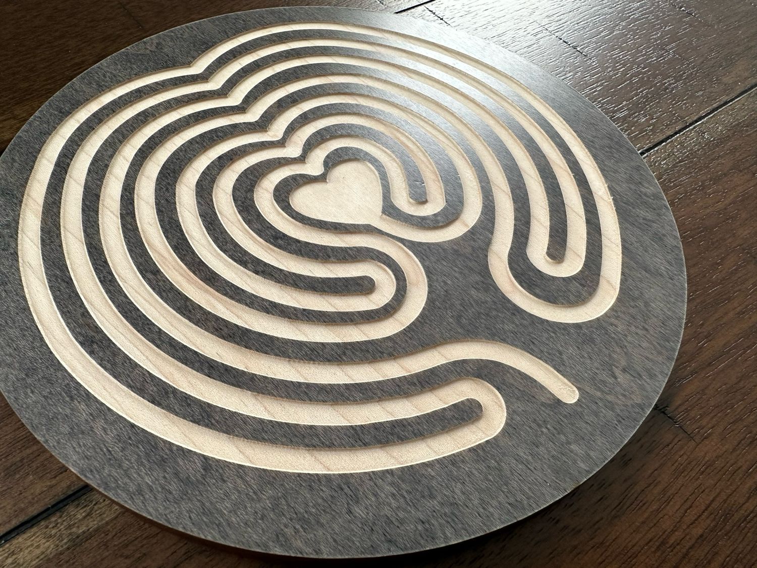Heart of Peace Labyrinth (Maple Wood | Stain) | 7-inch