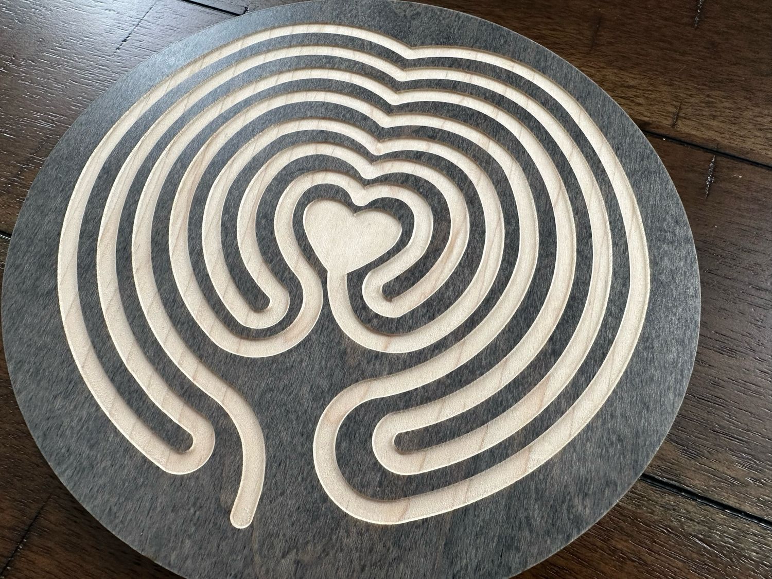 Heart of Peace Labyrinth (Maple Wood | Stain) | 7-inch