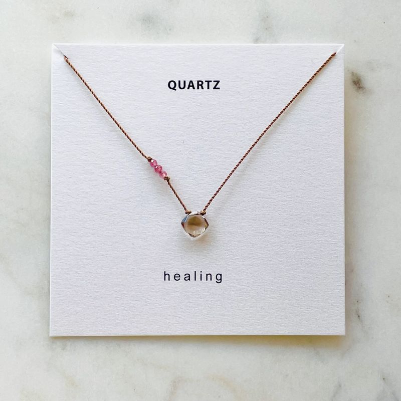 HEALING | Smokey Quartz with Pink Tourmaline Necklace (Necklace)
