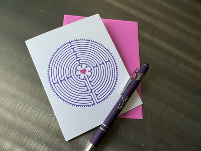 Greeting Card: Letterpress Chartres Labyrinth (PURPLE with ❤️) Greeting Card: Letterpress Chartres Labyrinth (PURPLE with ❤️)
