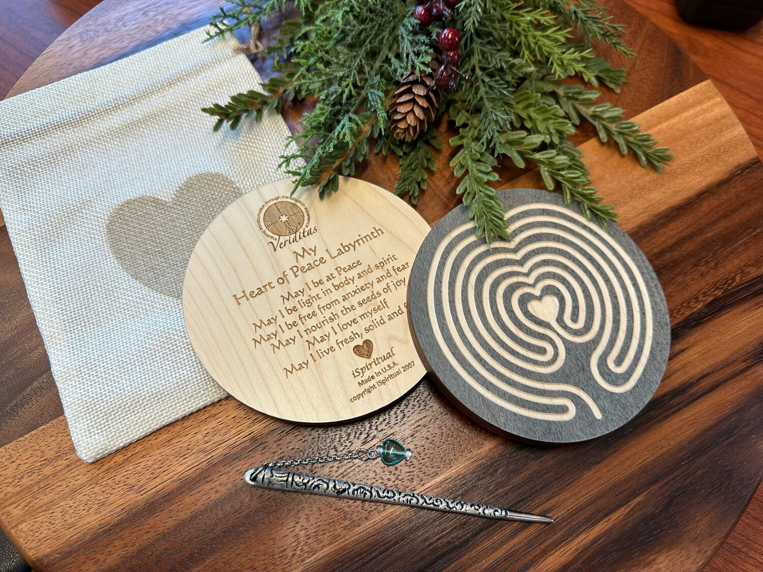 Mini Heart of Peace Labyrinth #2 | Maple Wood | 4.5-inch