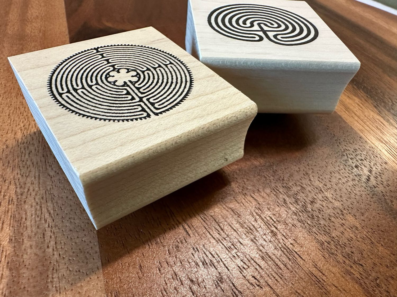 Rubber Labyrinth Stamps | Wooden Base