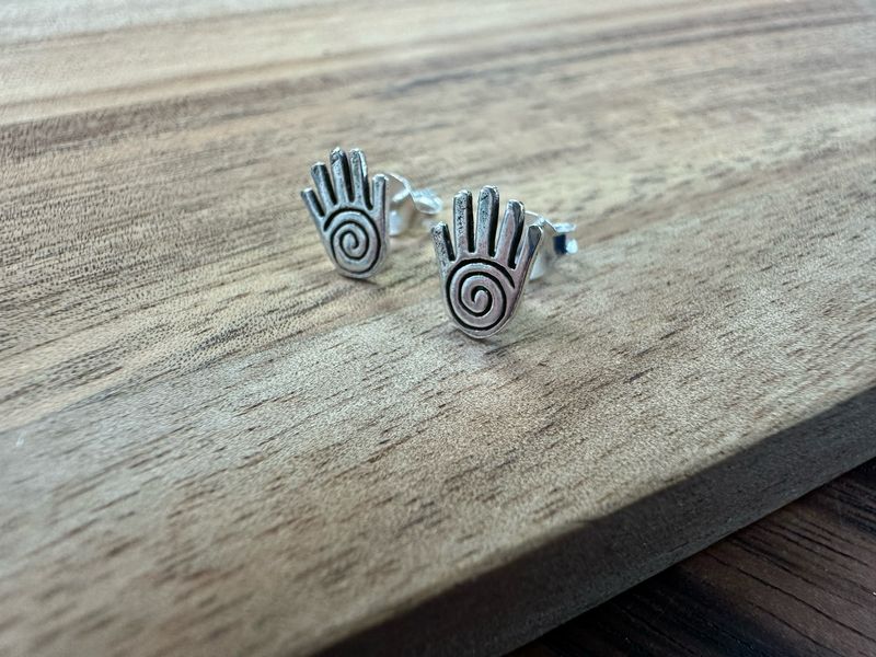 Earrings: Tiny Studs - Reiki Hand