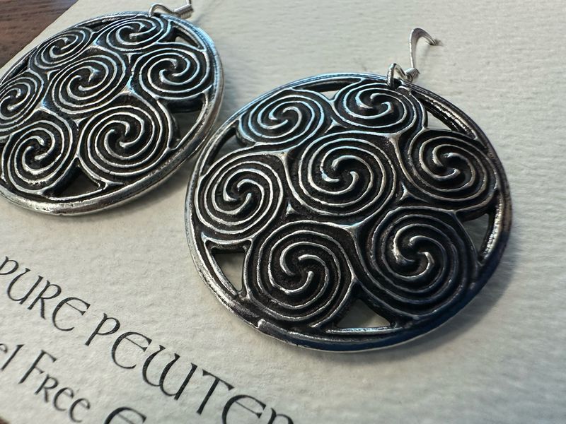 Earrings: Celtic Spiral (Pewter) | Bench-Cast in California