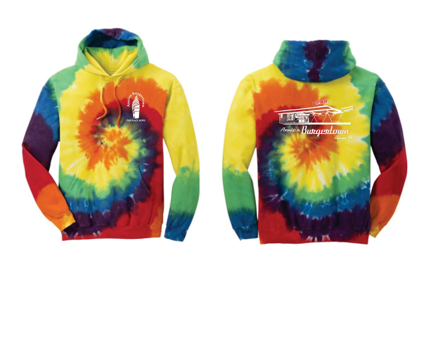 Annie's Burgertown Tie-Dye Pullover Hooded Sweatshirt, Sizes: Small