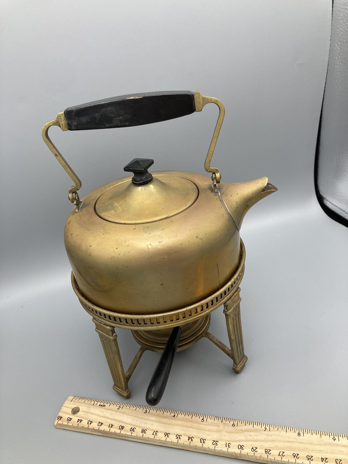 S. Sternau & Co Brass Tea Pot on Stand W/Burner