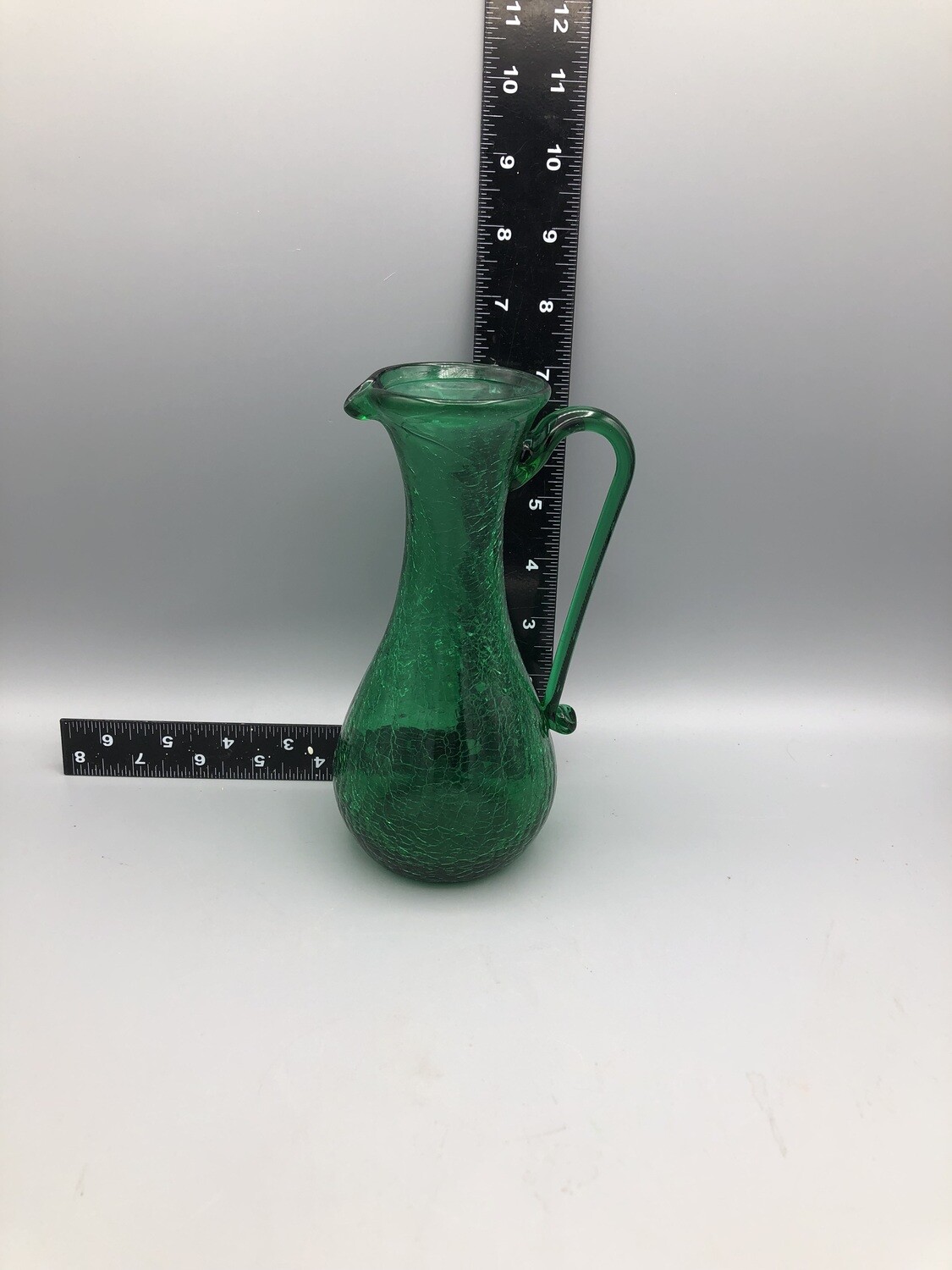 Green Crackle Glass Pitcher/Vase