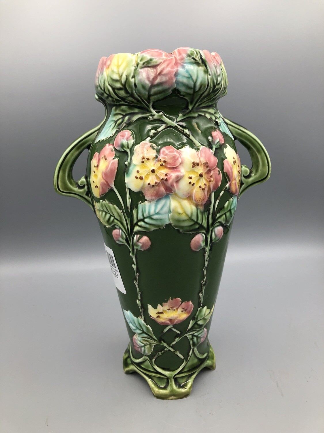 Majolica Styled Stamped Large Vase