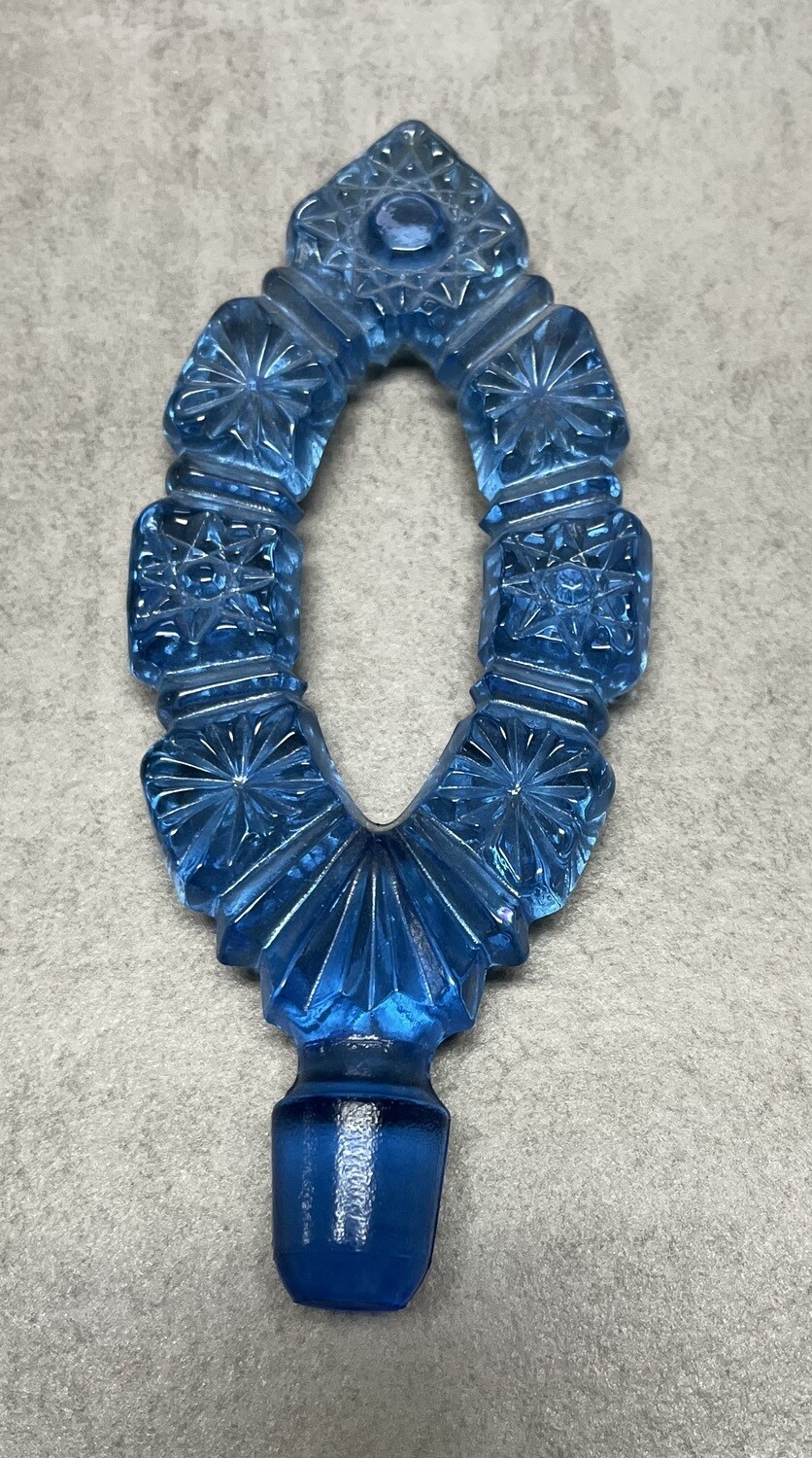 Fenton Glass Tall Hobstar Cologne Perfume Bottle Stopper Blue