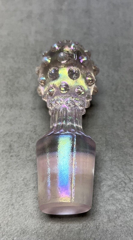 pink iridescent hobnail fenton stopper
