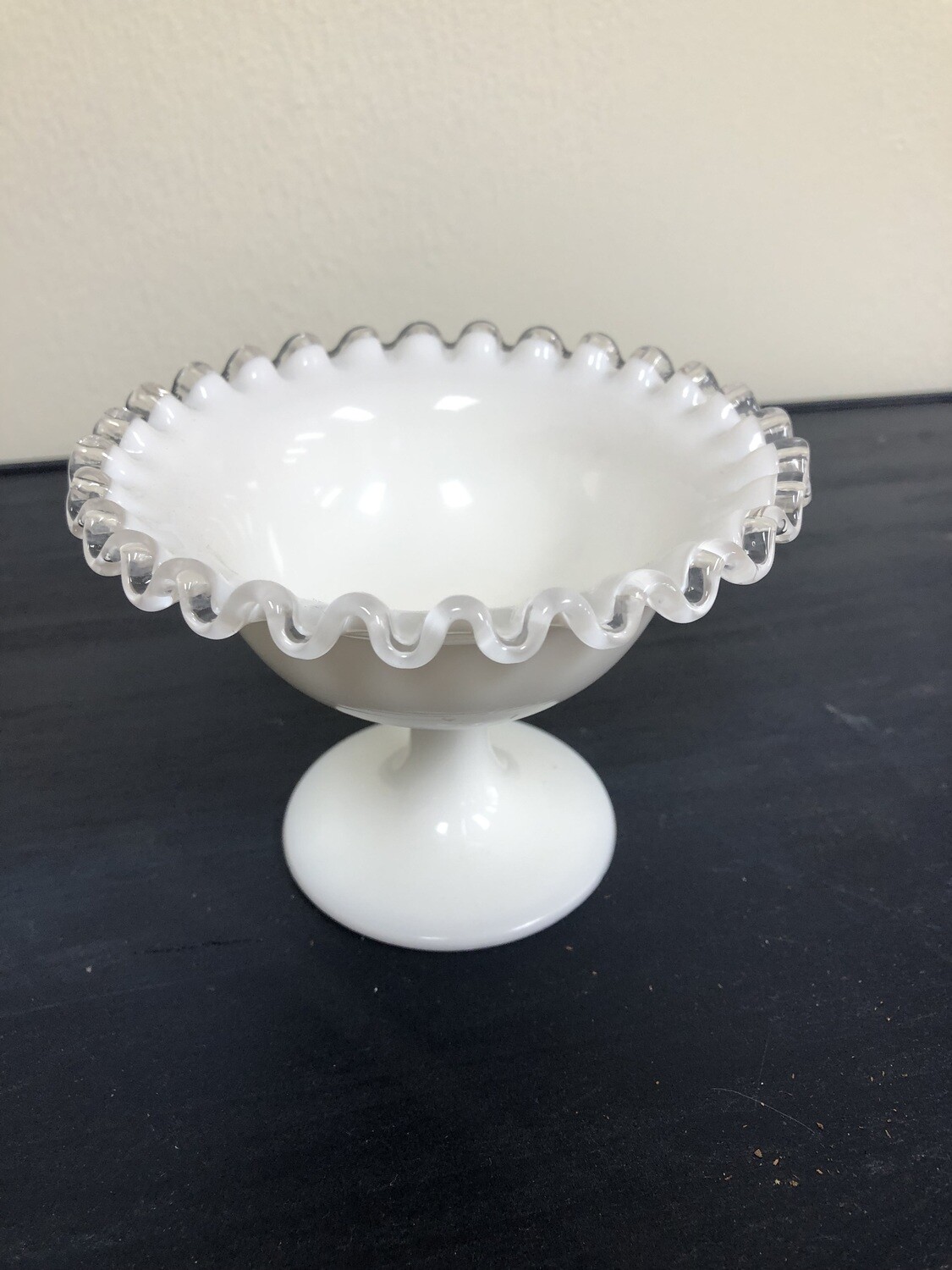 Fenton silver crest pedestal dish