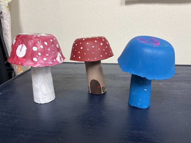 10/15/25 Afterschool Art:  Ceramic Mushroom Painting 