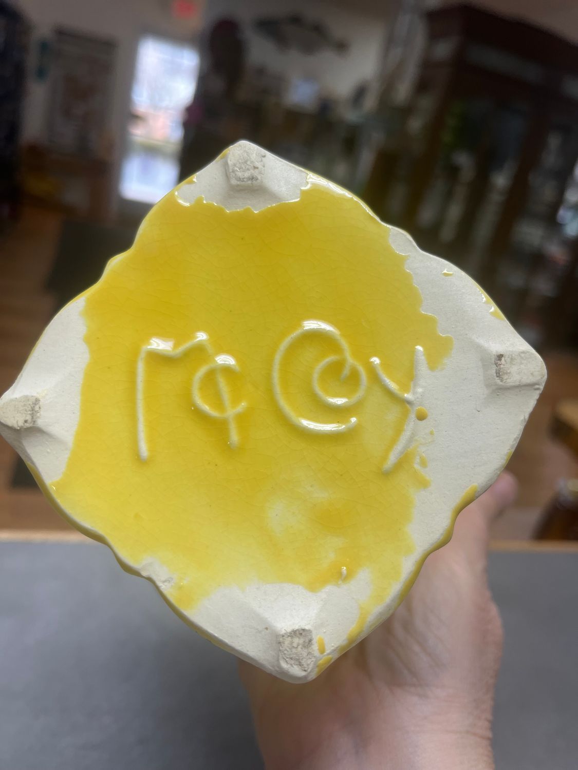 mccoy yellow bird on pedestal bowl/planter