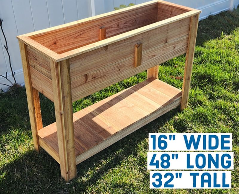 Planter Box 48"x16" x 32" with shelf