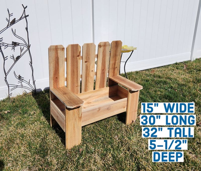 Bench Planter Box 15"w x 30"l x 32" tall 5.5" deep