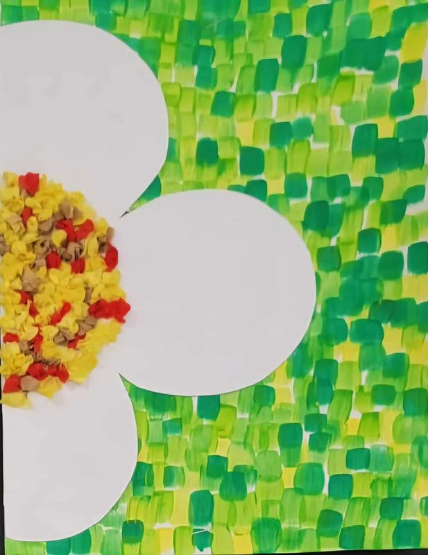 8/14/25 Elementary Paint Class-Flower and Tissue Paper Painting