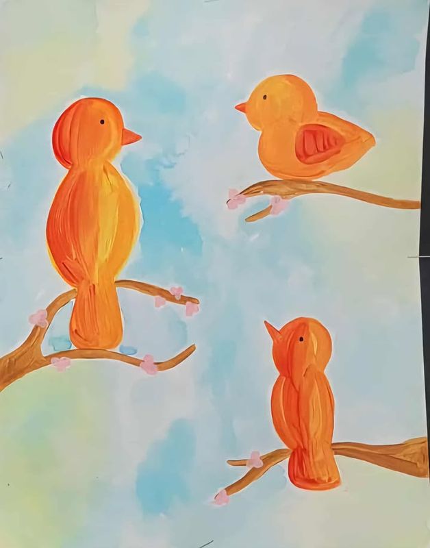 8/21/25 Elentary Paint Class- Watercolor Birds