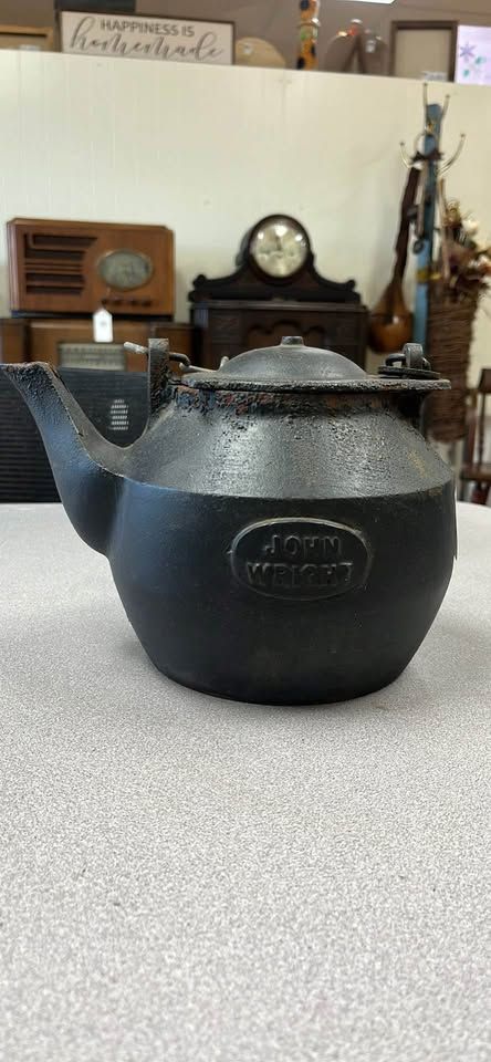 John Wright Cast Iron Tea Kettle