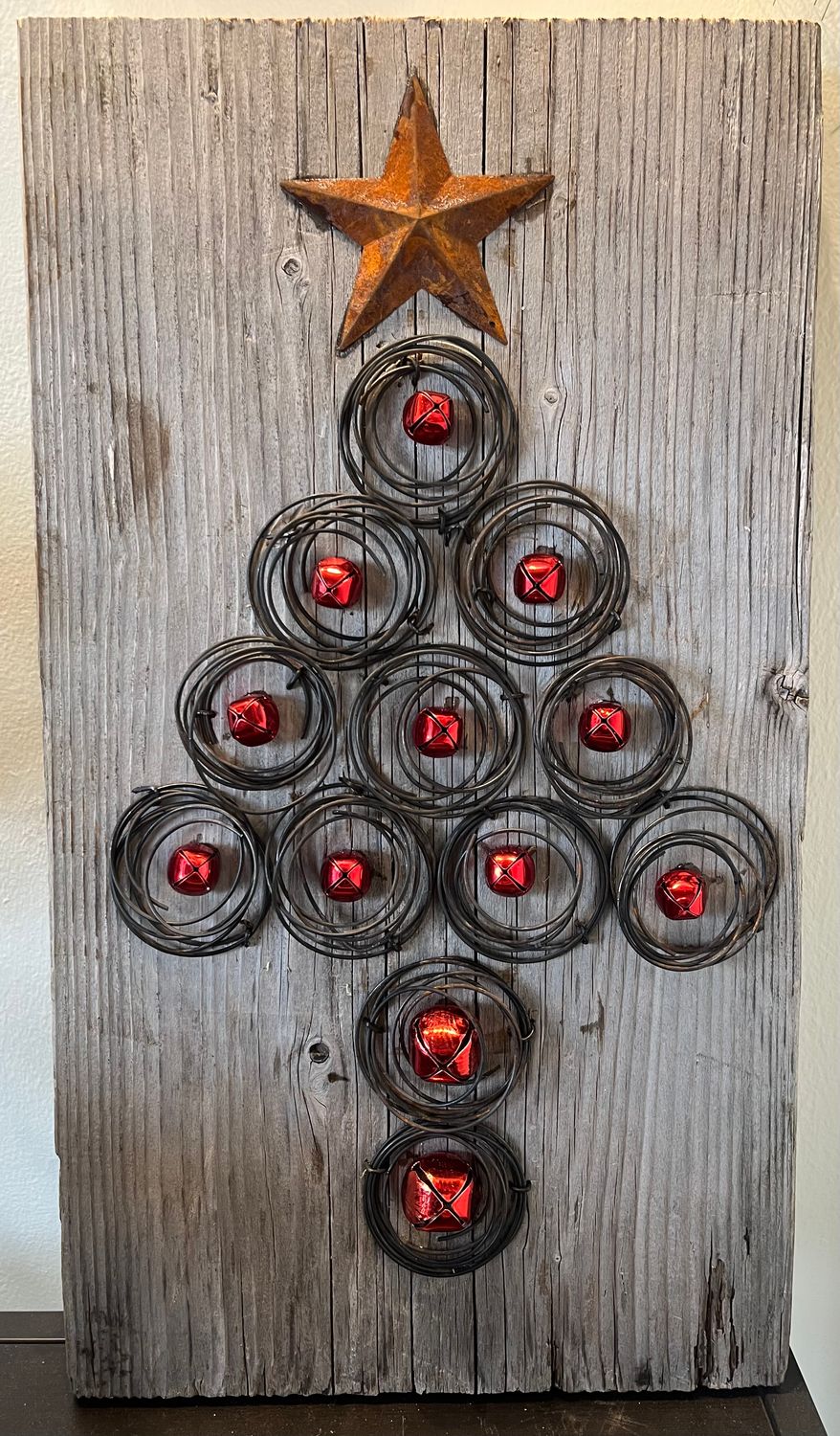 11/21/25 Vintage Bedspring Tree on Reclaimed Wood