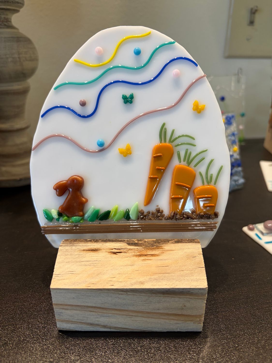 3/28/26 Fused Glass Easter Egg and Stander
