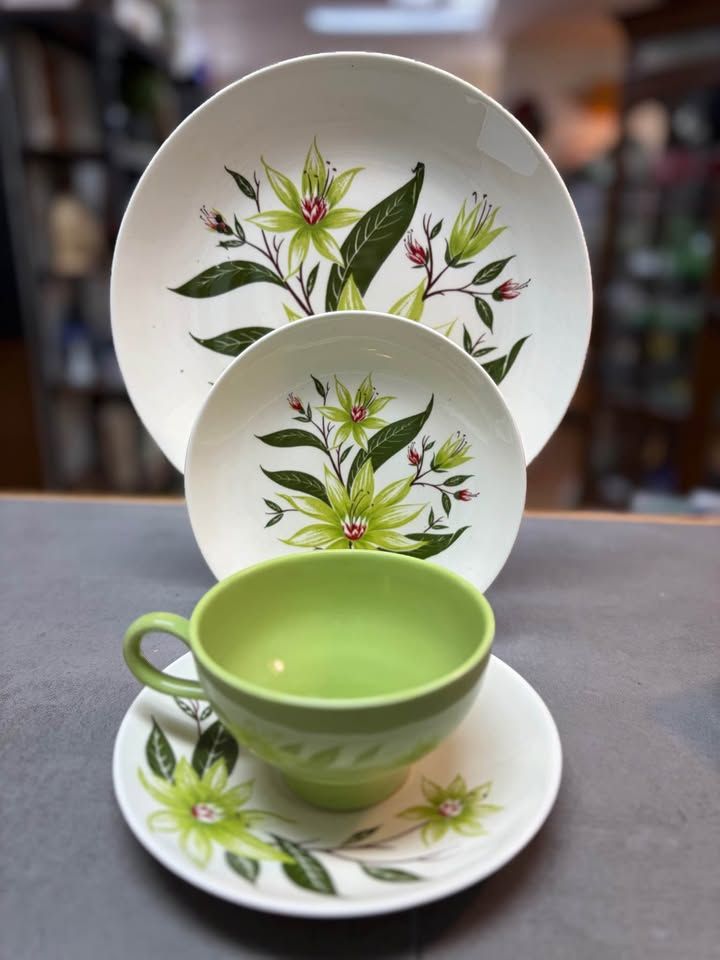 Homar Laughlin Desert Rose 8 cup/saucer set boxed