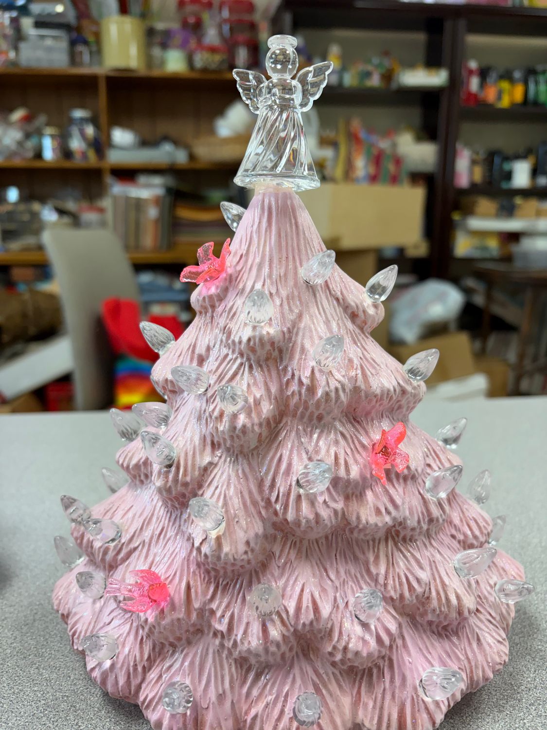 10/9/26 Ceramics-Breast Cancer Lighted Tree