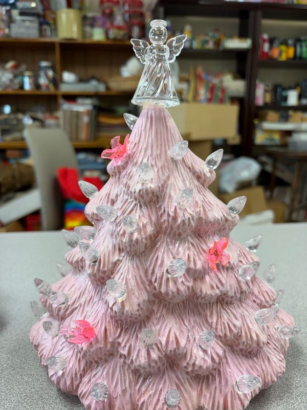 10/9/26 Ceramics-Breast Cancer Lighted Tree