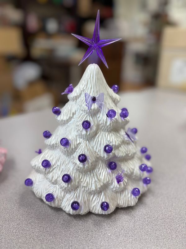 10/9/26 Ceramics-Breast Cancer Lighted Tree