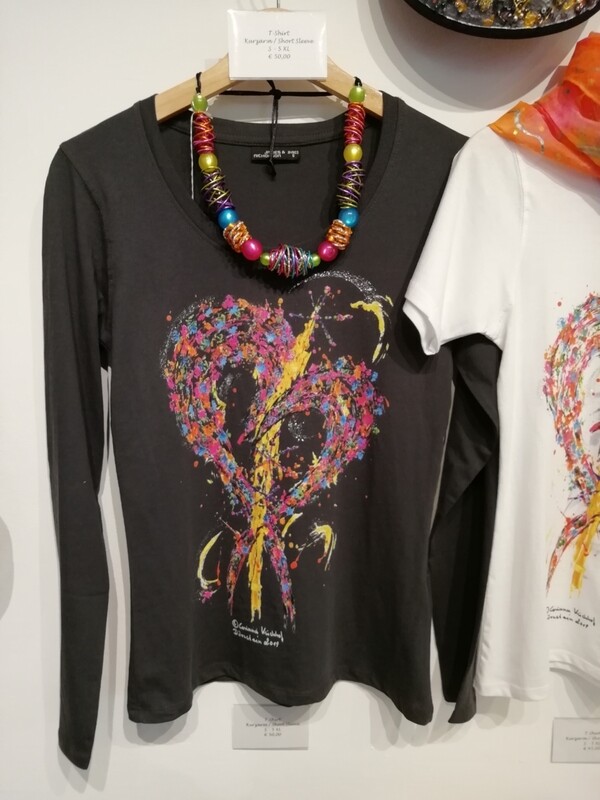 T-Shirt for women in dark grey with long sleeve S - 3 XL -  Design &quot;The Heart&quot;
