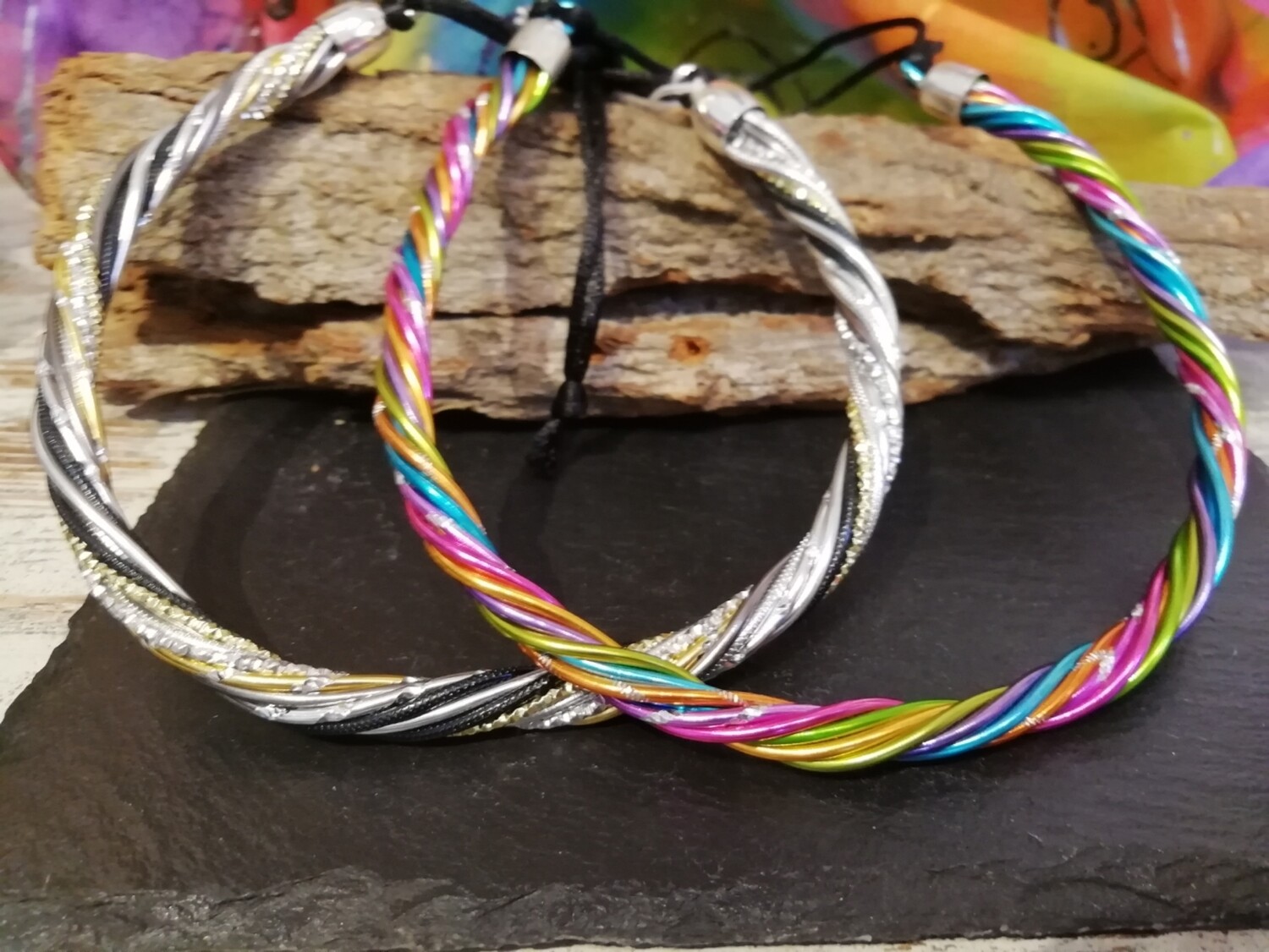 Necklaces twisted silver / gold / black / multicolor - Handmade by Corinna Kirchhof