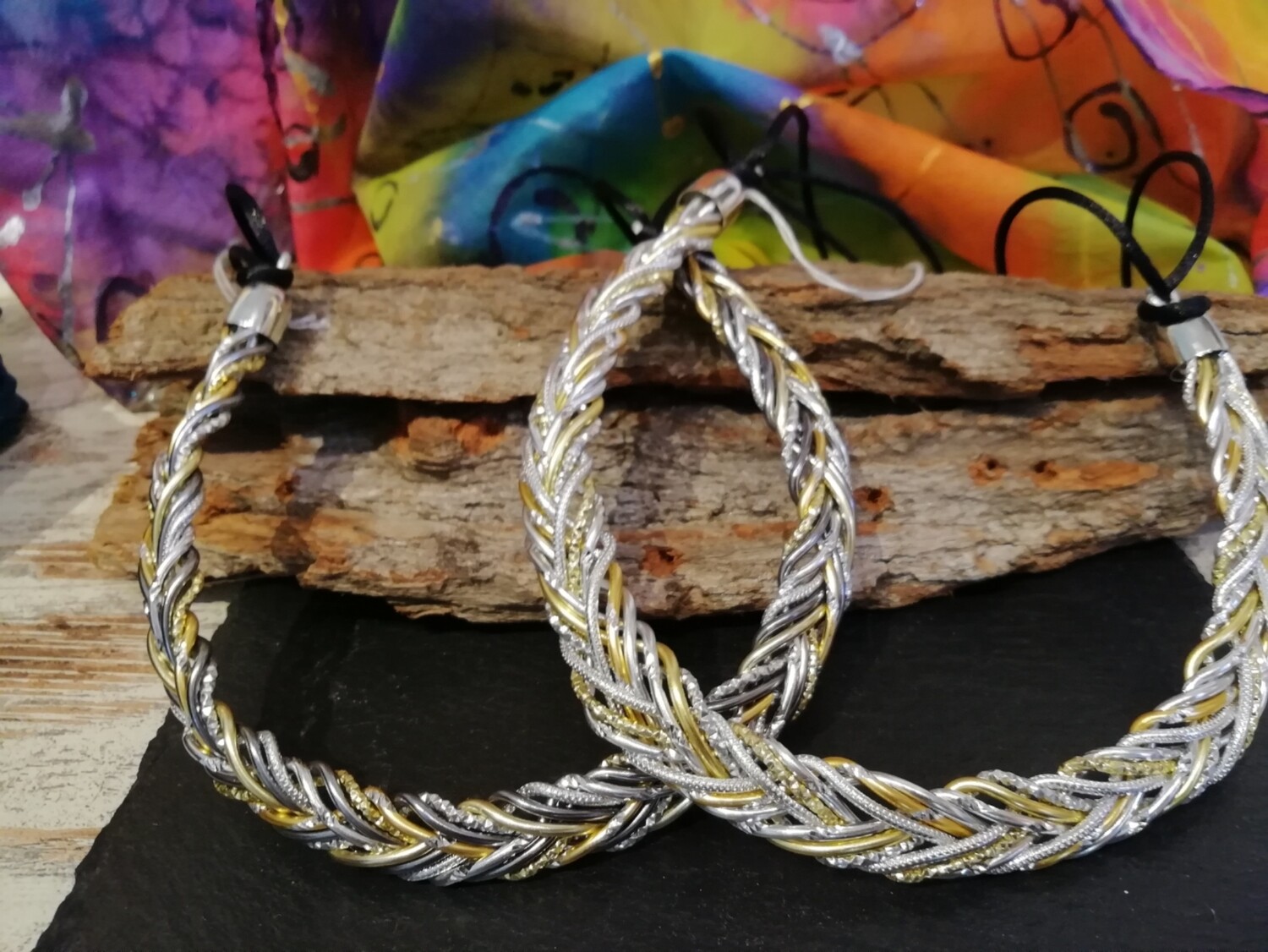 Necklaces mixed silver / gold / grey braided - Handmade by Corinna Kirchhof