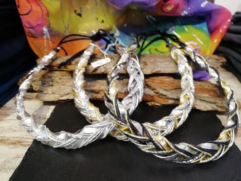 Necklaces mixed colors silver / gold black braided - Handmade  by Corinna Kirchhof