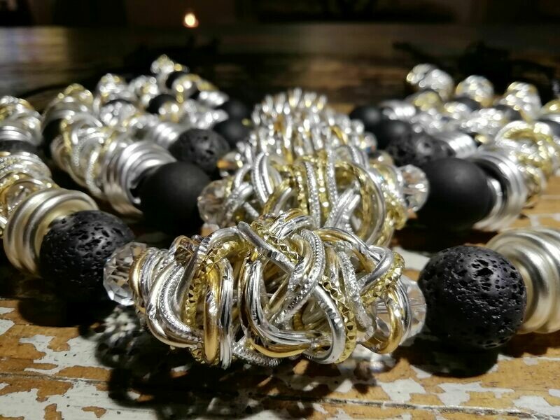 Necklaces with pearls in black or lava pearls - Handmade  by Corinna Kirchhof No. 95