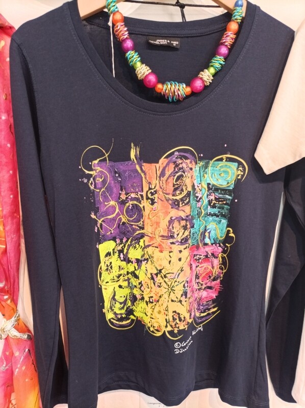 T-Shirt for women in dark navy with long sleeve S - 3 XL -  Design &quot;The Vignette&quot;