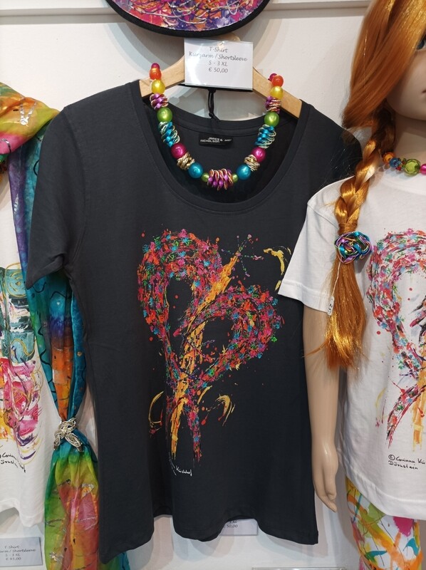 T-Shirt for women in dark grey with short sleeve S - 3 XL - Design &quot;The Heart&quot;